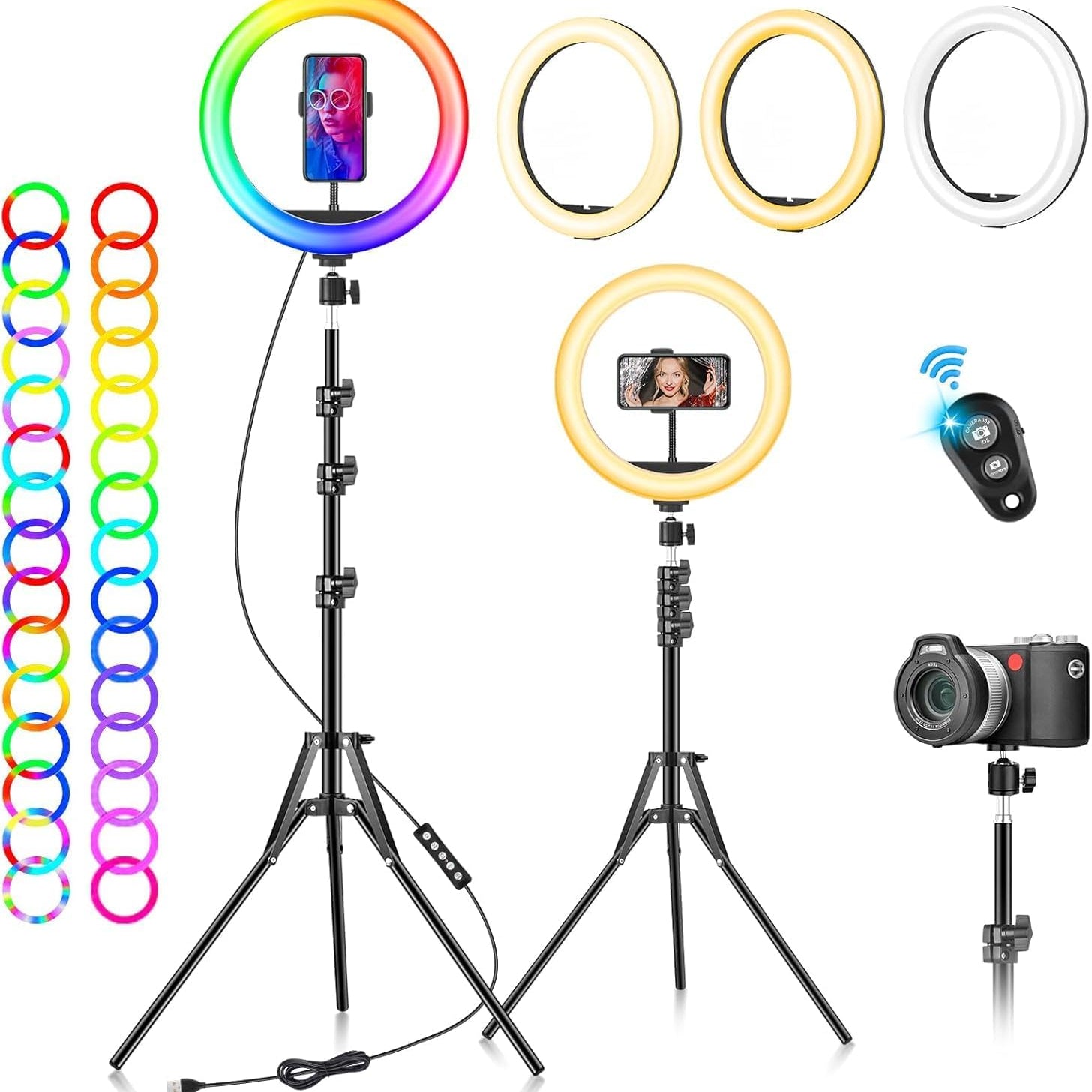 10‑Inch RGB LED Ring Light with Tripod and Phone Holder